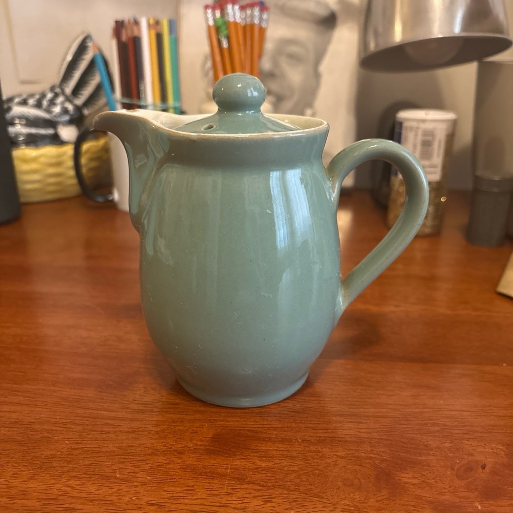 Vintage 1930s Denby UK Stoneware 3/4 Pint Hot Or Cold  Pitcher - Eggshell Blue